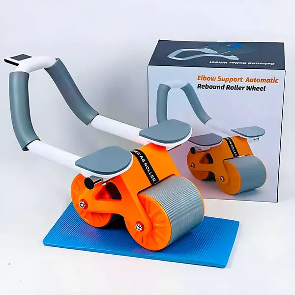 Automatic Rebound Ab Roller Wheel with Elbow Support, Timer and Dual-Wheel Design