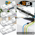 32Psc Self-Adhesive Transparent Cable Clip