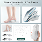 [২ - জোড়া]- Arch Support Height Increase Insoles (1.5 inch)
