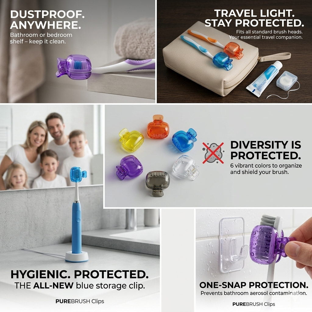 6 Pcs (1 Set) Vibrant Toothbrush Head Covers – A Mix of 6 Unique Shades