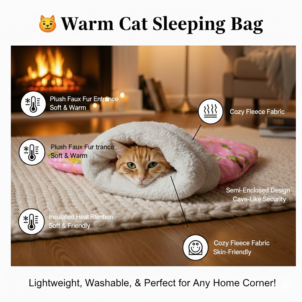 Premium Warm Cat Sleeping Bag -[Pink]