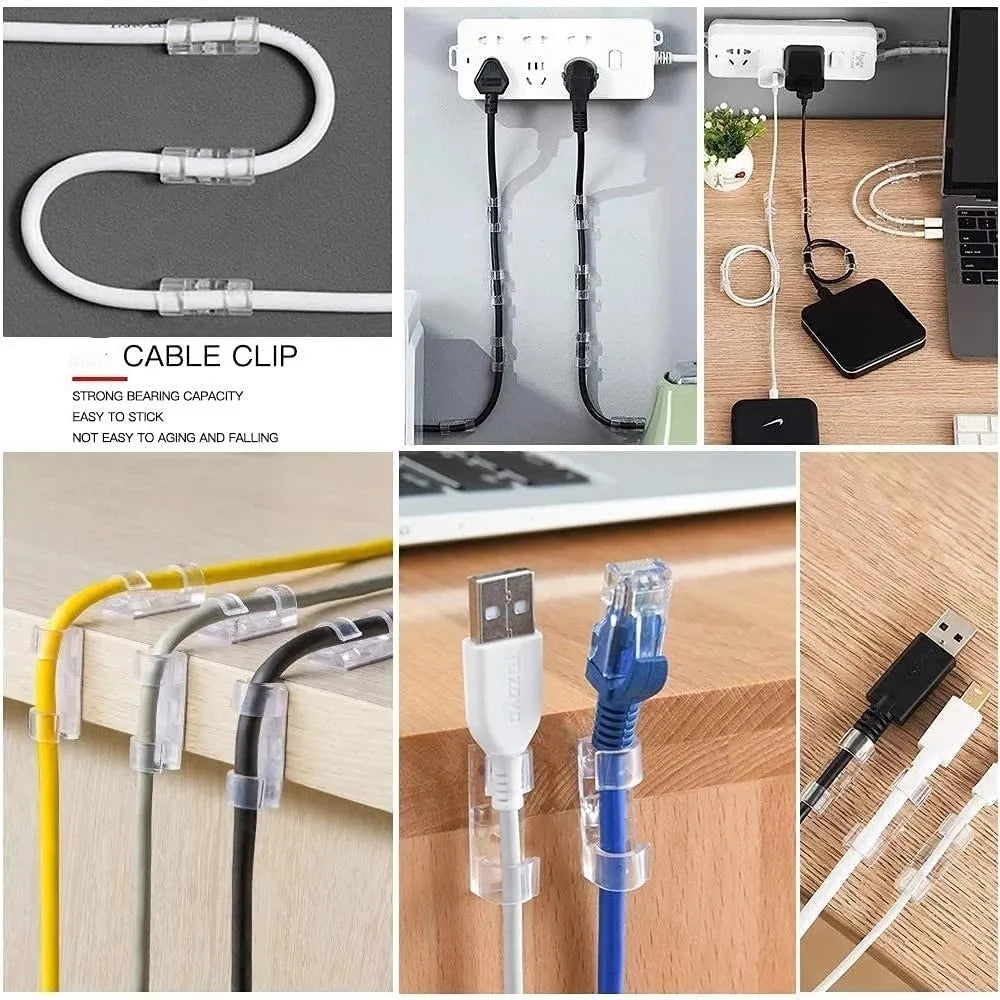32Psc Self-Adhesive Transparent Cable Clip