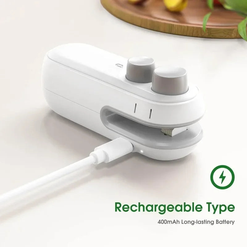 2-in-1 Mini Portable Heat Sealer | USB Rechargeable Food Storage & Plastic Bag Sealing Machine