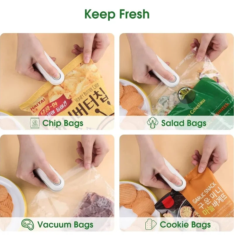 2-in-1 Mini Portable Heat Sealer | USB Rechargeable Food Storage & Plastic Bag Sealing Machine