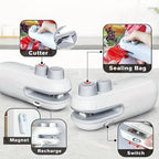 2-in-1 Mini Portable Heat Sealer | USB Rechargeable Food Storage & Plastic Bag Sealing Machine