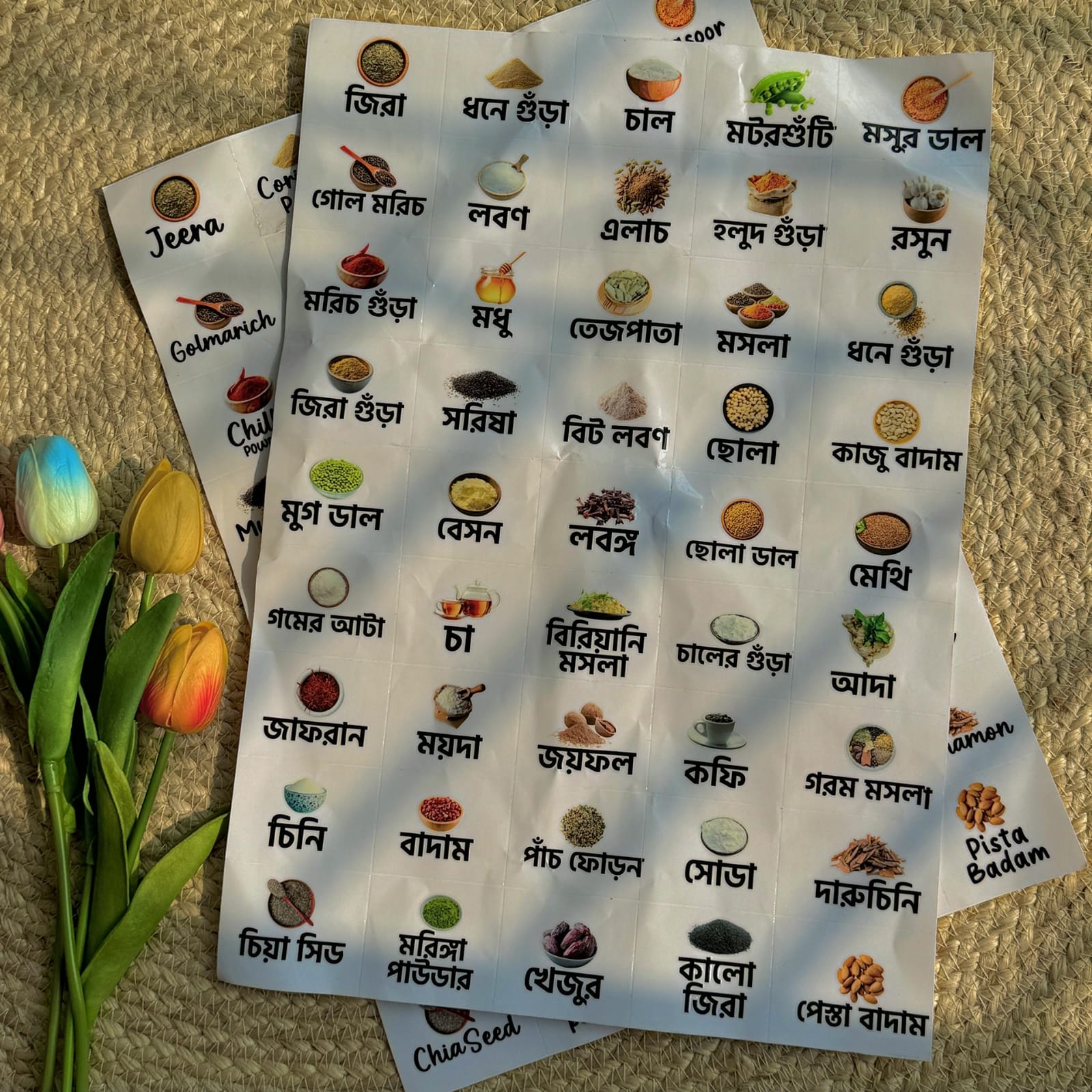 (Combo Bangla+English)- Permanent Kitchen Label Sticker