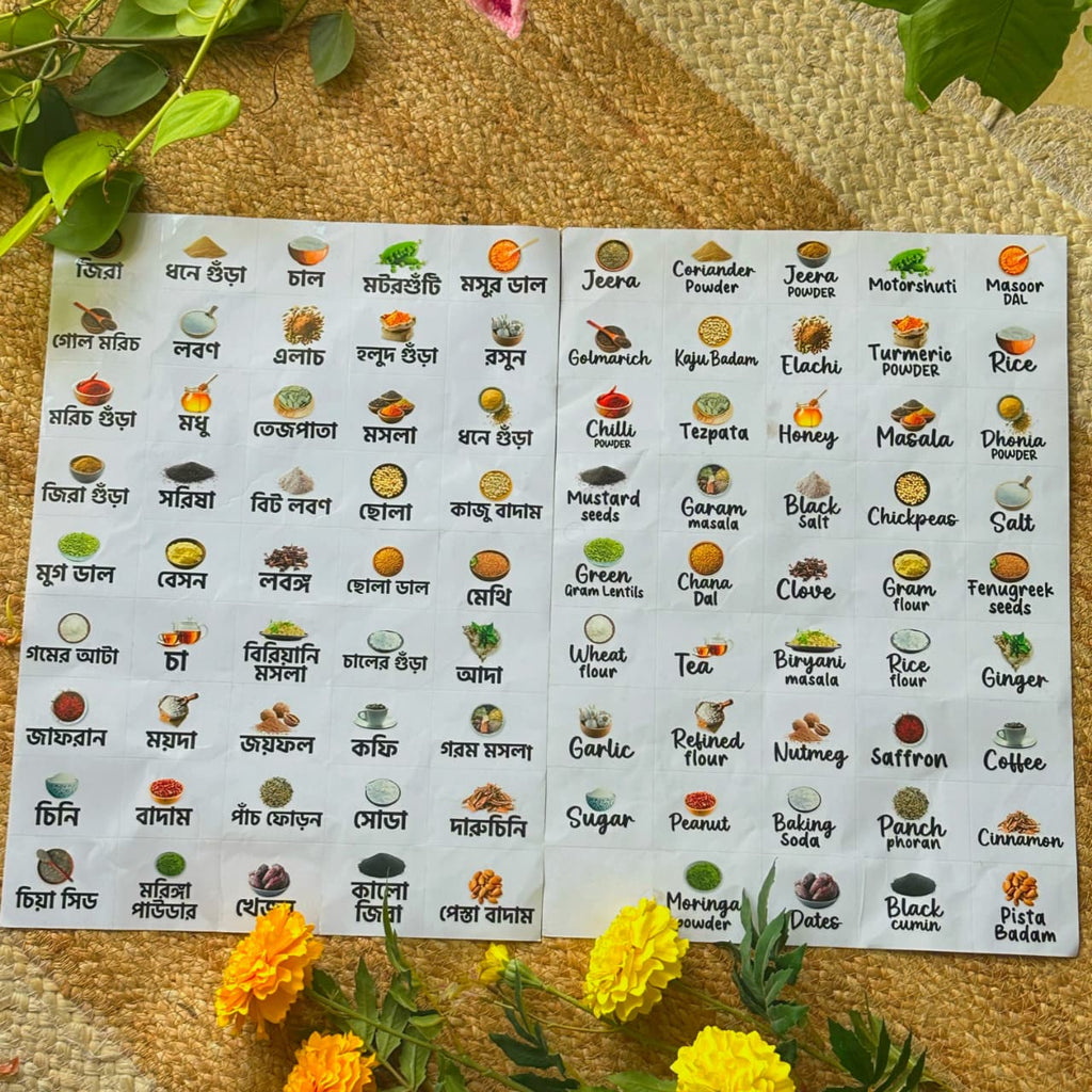 (Combo Bangla+English)- Premium Permanent Kitchen Label Sticker