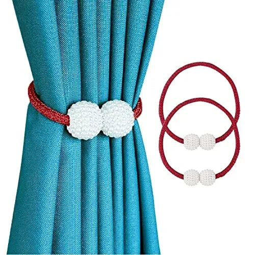 Red (লাল) Luxury Magnetic Curtain Tie Backs (2 পিস সেট)