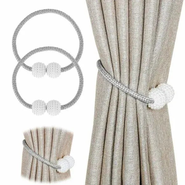 Silver (সিলভার) Luxury Magnetic Curtain Tie Backs (2 পিস সেট)