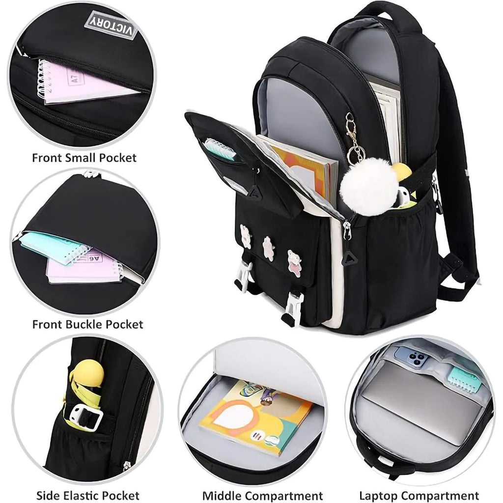 Luxury-Style Waterproof School Bag -[Black]