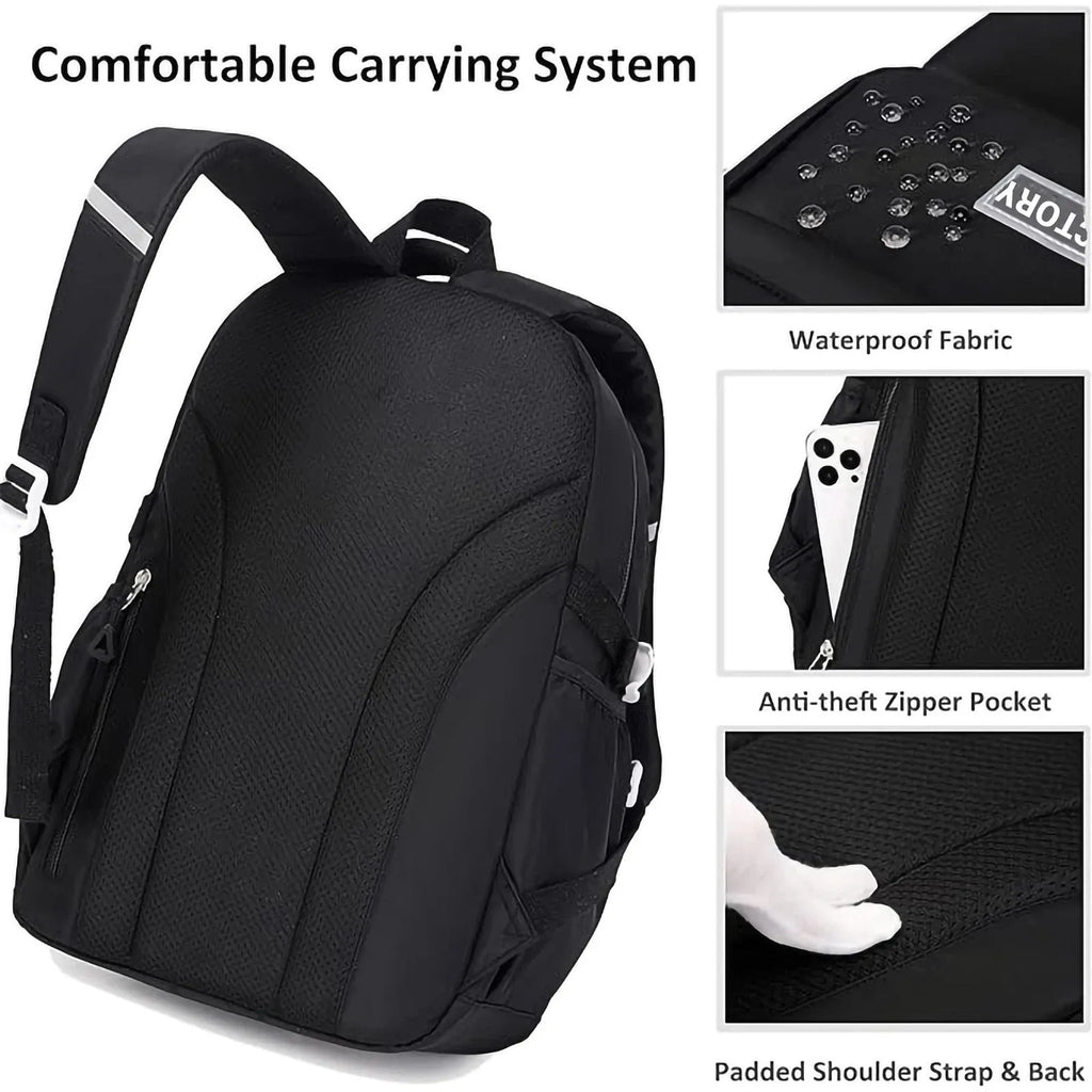 Luxury-Style Waterproof School Bag -[Black]