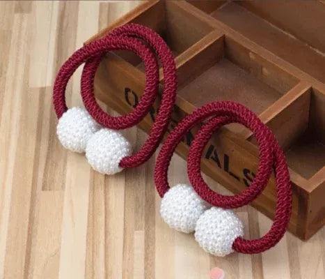 Red (লাল) Luxury Magnetic Curtain Tie Backs (2 পিস সেট)