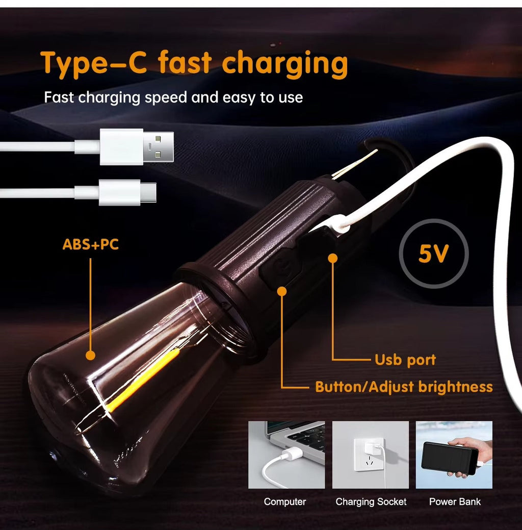 3pcs- Type-C USB Rechargeable LED Camping Lamp – Bright, Durable & Waterproof