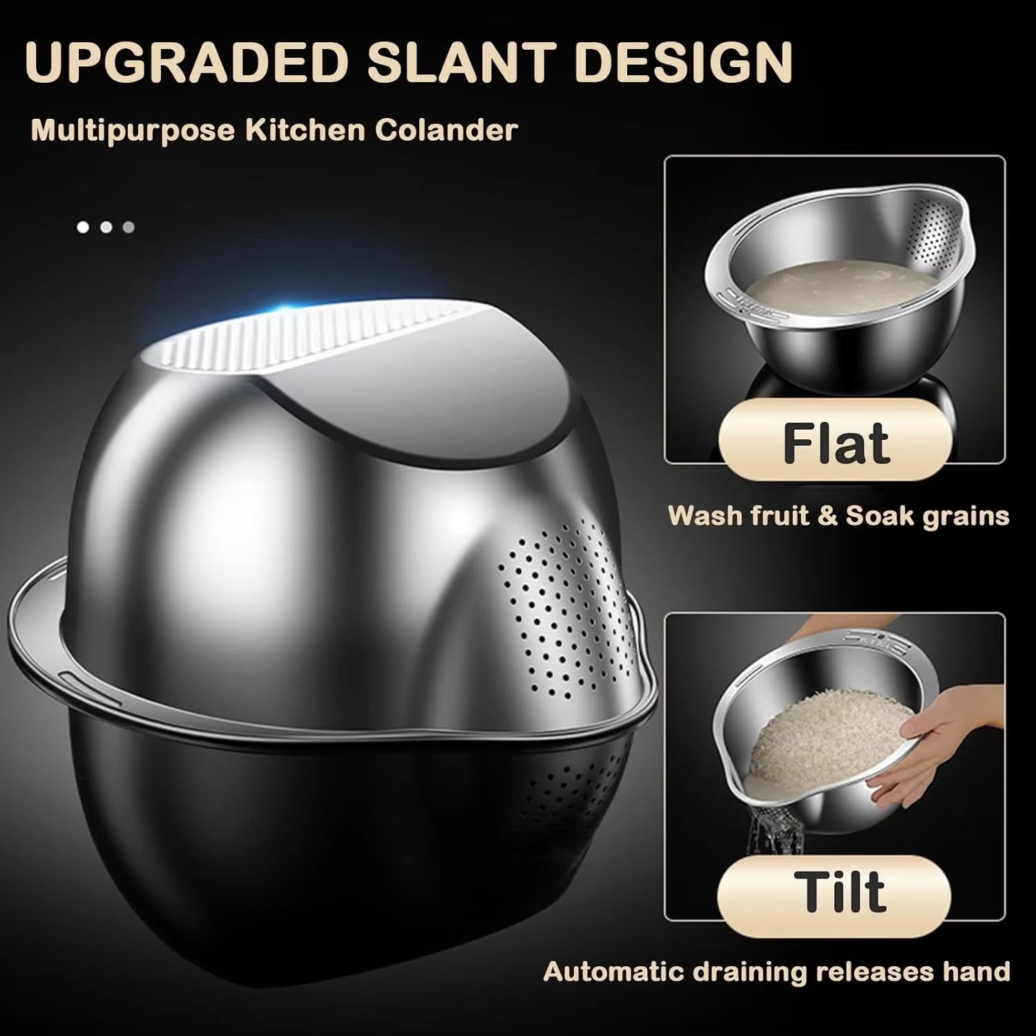 Stainless Steel Rice & Food Strainer Bowl
