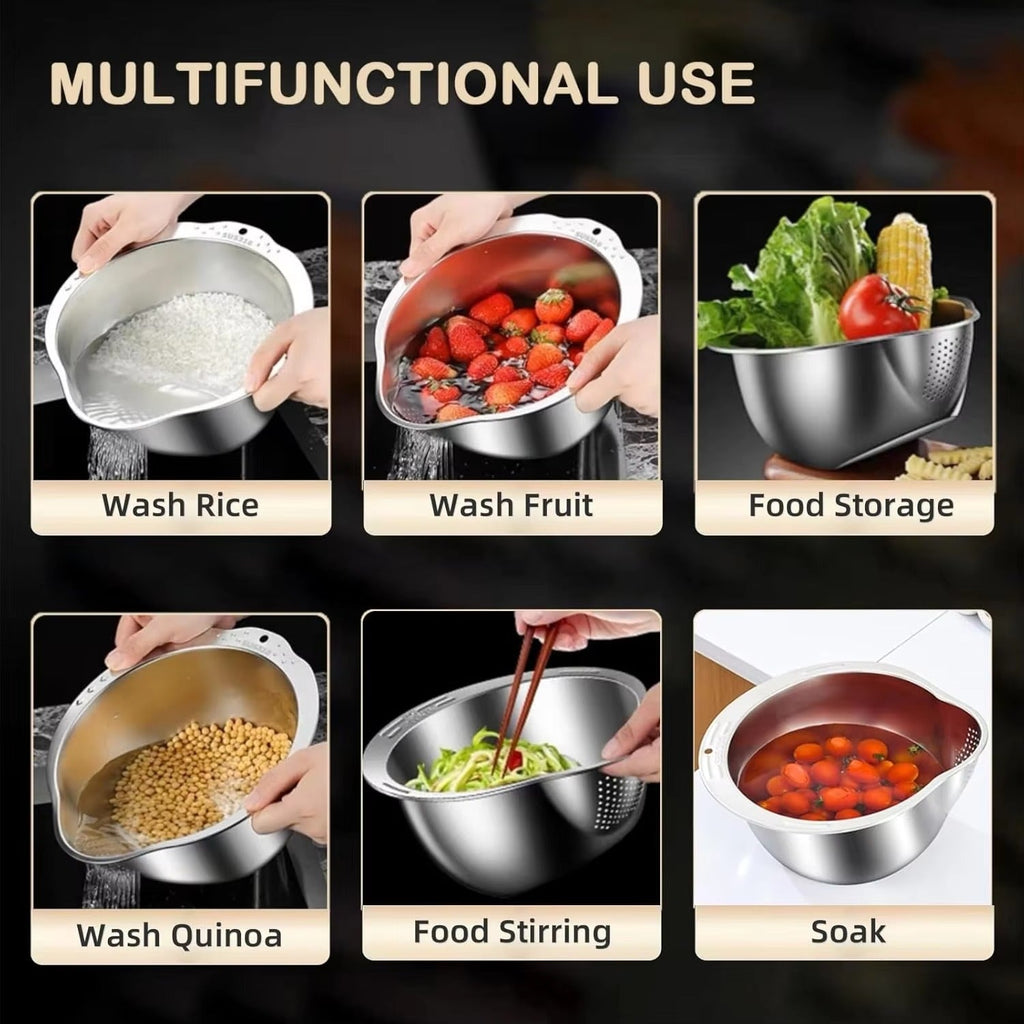 Stainless Steel Rice & Food Strainer Bowl