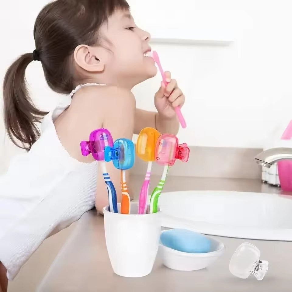 6 Pcs (1 Set) Vibrant Toothbrush Head Covers – A Mix of 6 Unique Shades