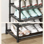 Dustproof 5-Layer Shoe & Coat Rack Organizer – Multi-Functional Storage Stand[Black]