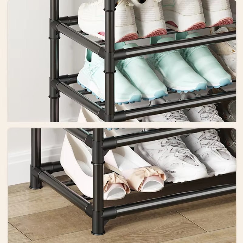 Dustproof 5-Layer Shoe & Coat Rack Organizer – Multi-Functional Storage Stand[Black]