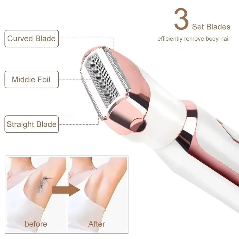 4-in-1 Women’s Electric Hair Remover – Face, Bikini, Nose & Body Trimmer