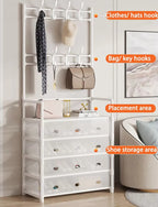 Dustproof 5-Layer Shoe & Coat Rack Organizer – Multi-Functional Storage Stand[White]