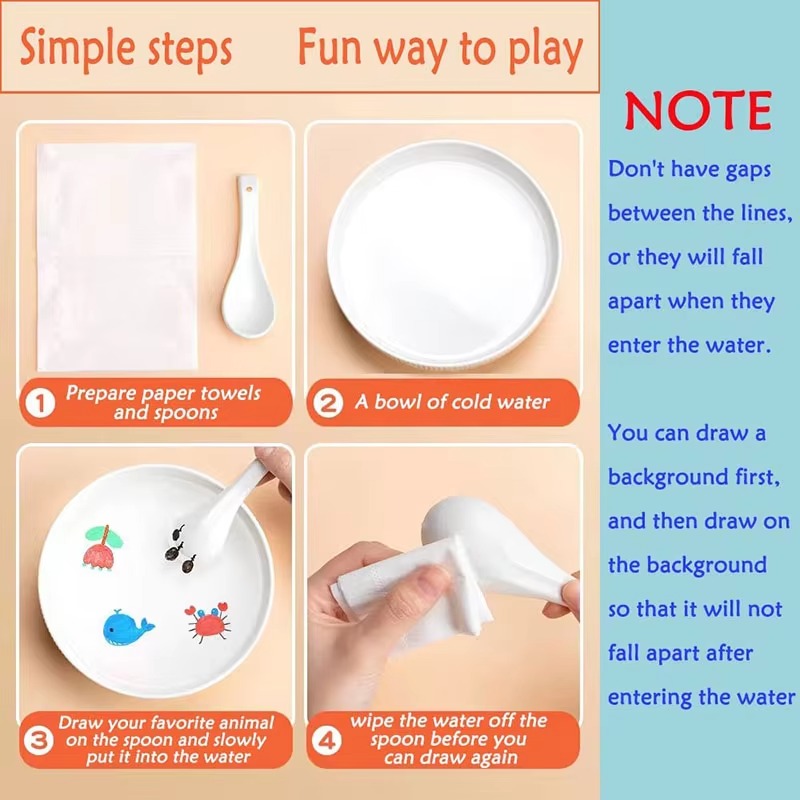 12 Colors- Floating Magic Water Pen with Ceramic Spoon