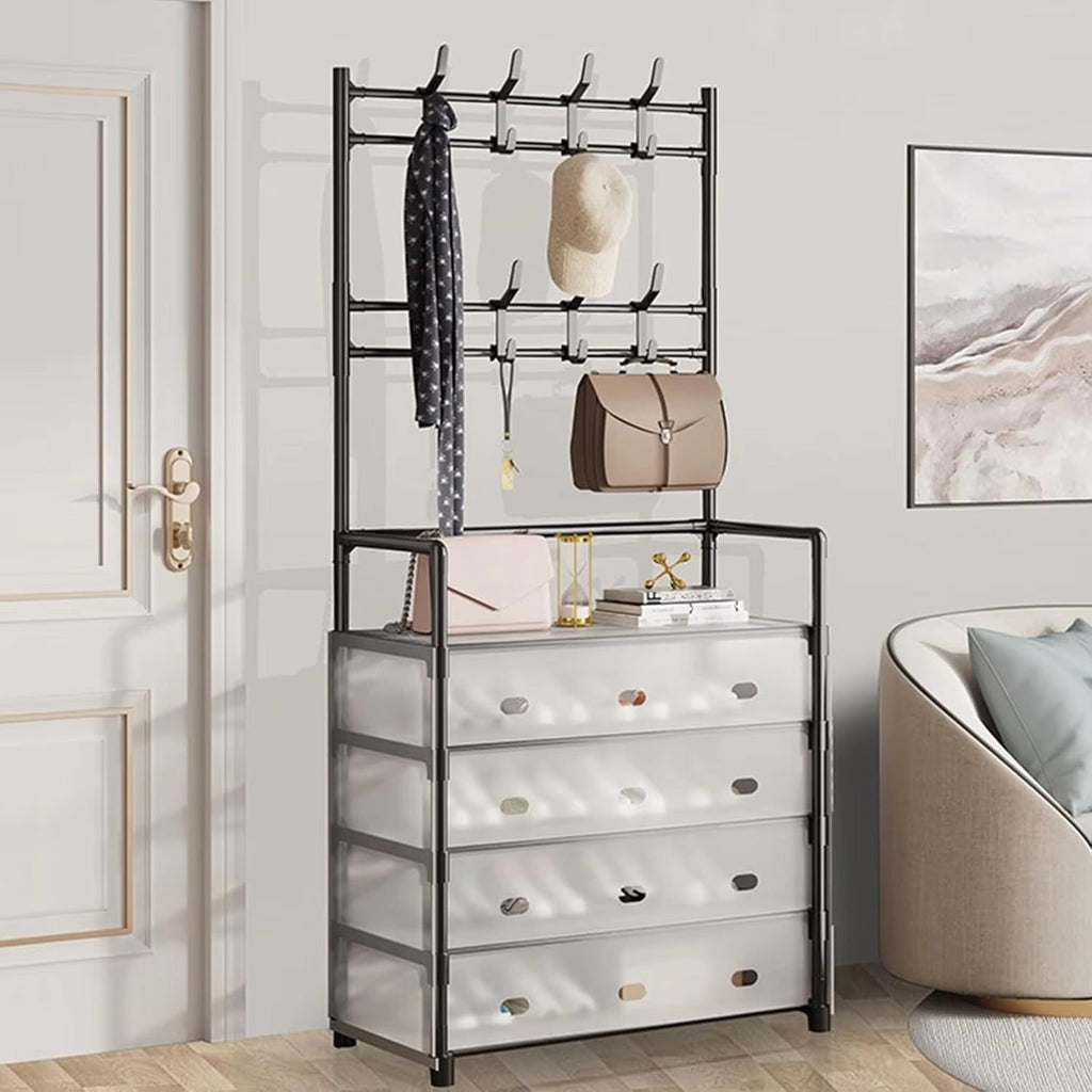 Dustproof 5-Layer Shoe & Coat Rack Organizer – Multi-Functional Storage Stand[Black]