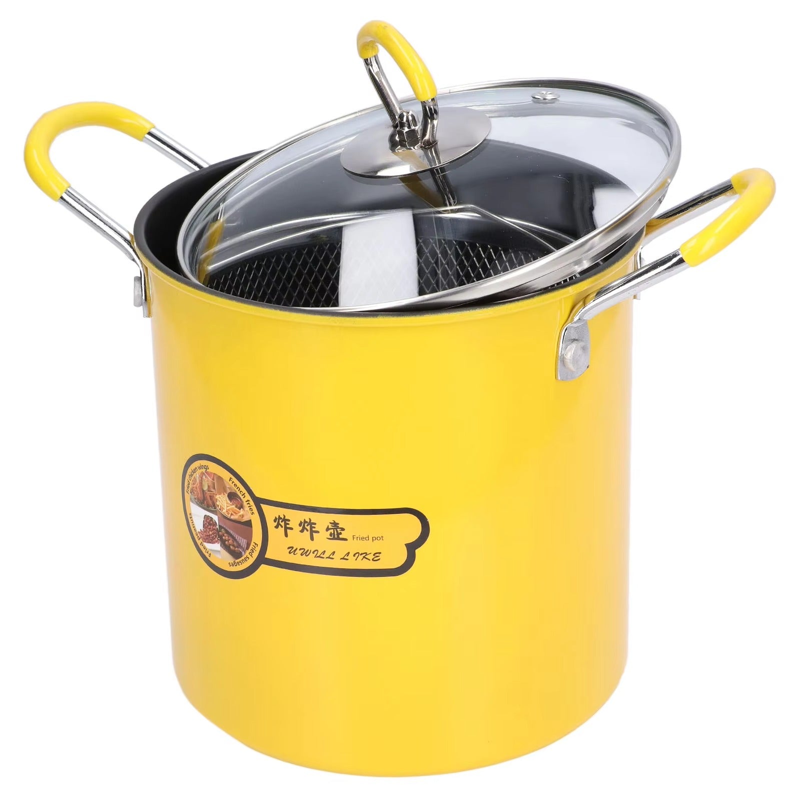 2L Stainless Steel Fryer Pot – Japanese Style with Oil Filter Rack