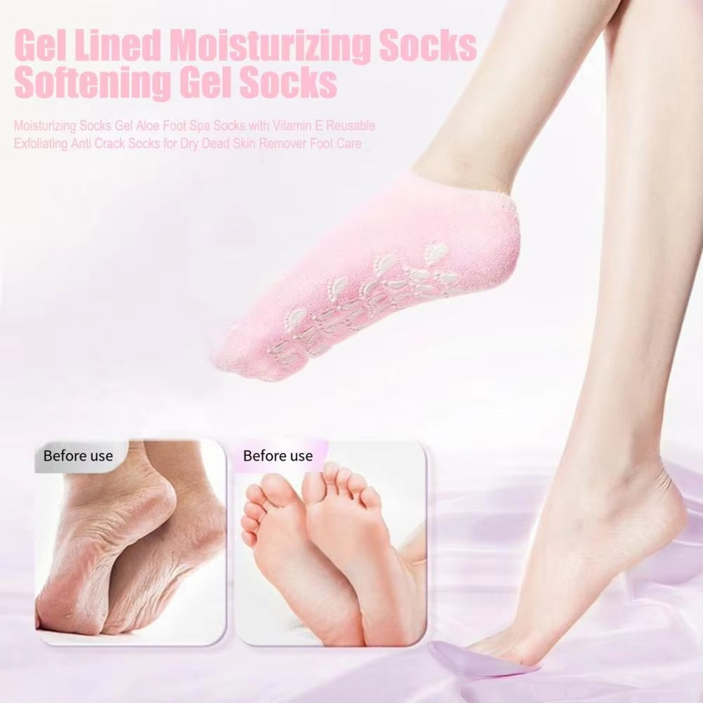 [দুই জোড়া]- Gel Moisturizing Socks – Soften, Exfoliate & Repair Dry Feet
