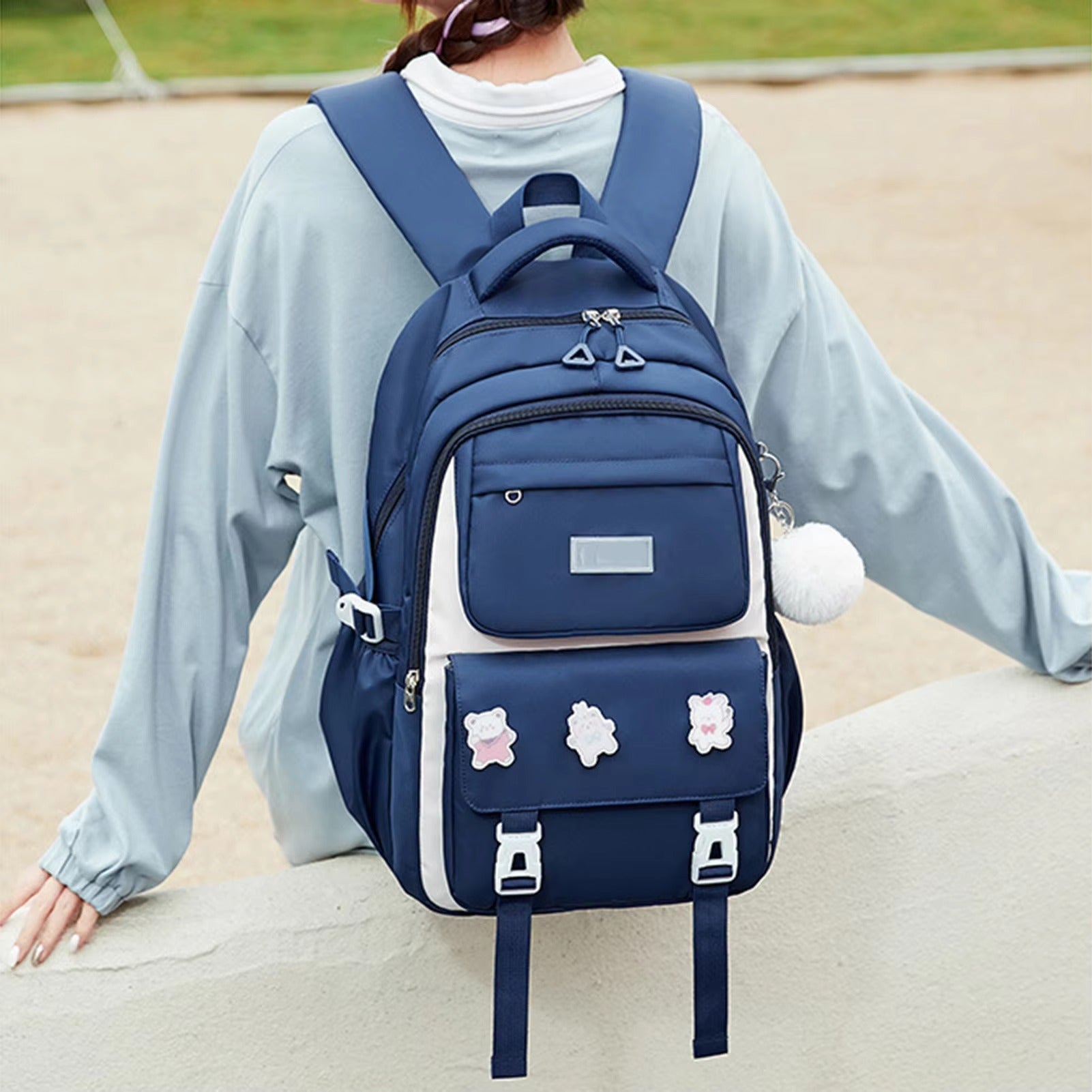High-capacity Cute School Bag for Primary & High School -[Navy Blue]