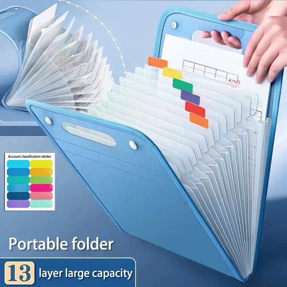 ২ পিস - 13-Cell Portable Expanding Paper Storage Organizer Bag