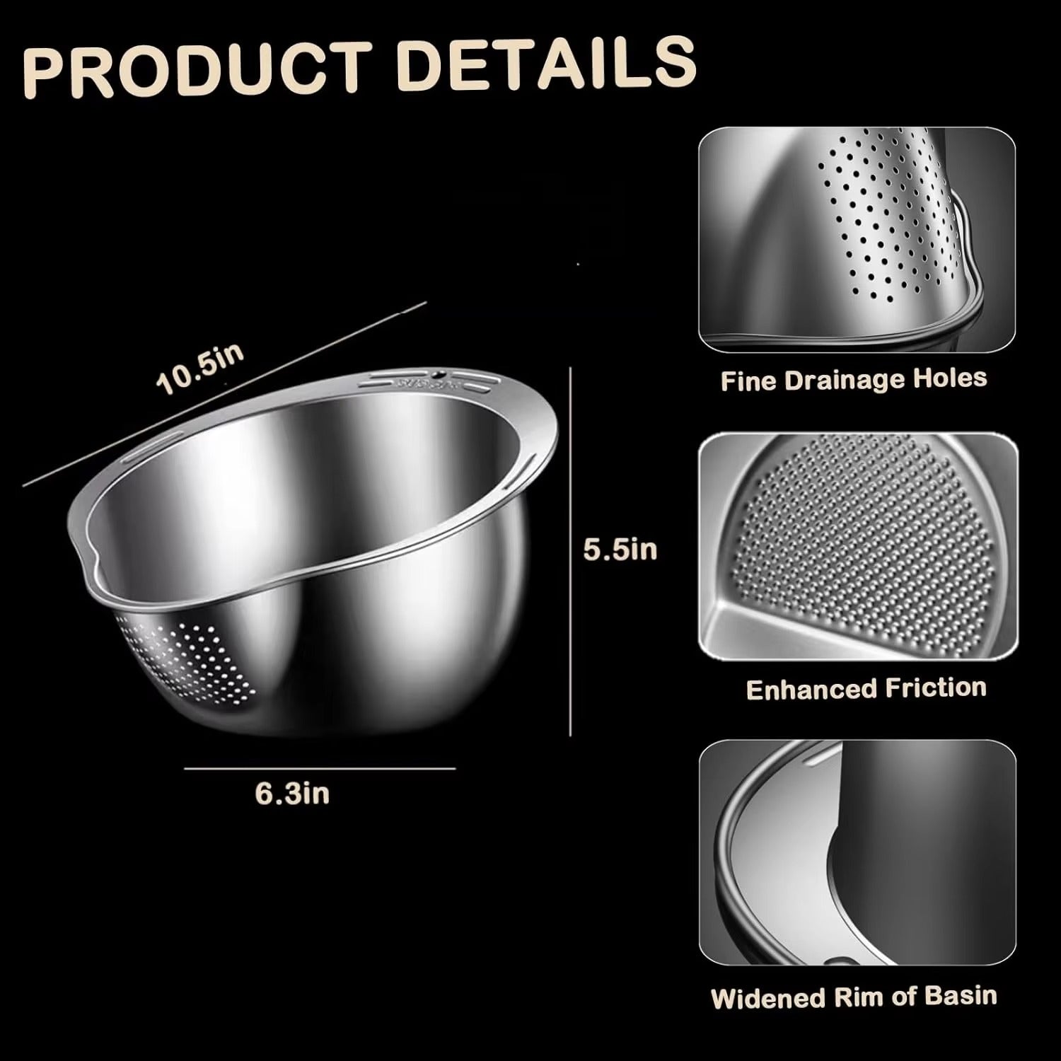 Stainless Steel Rice & Food Strainer Bowl