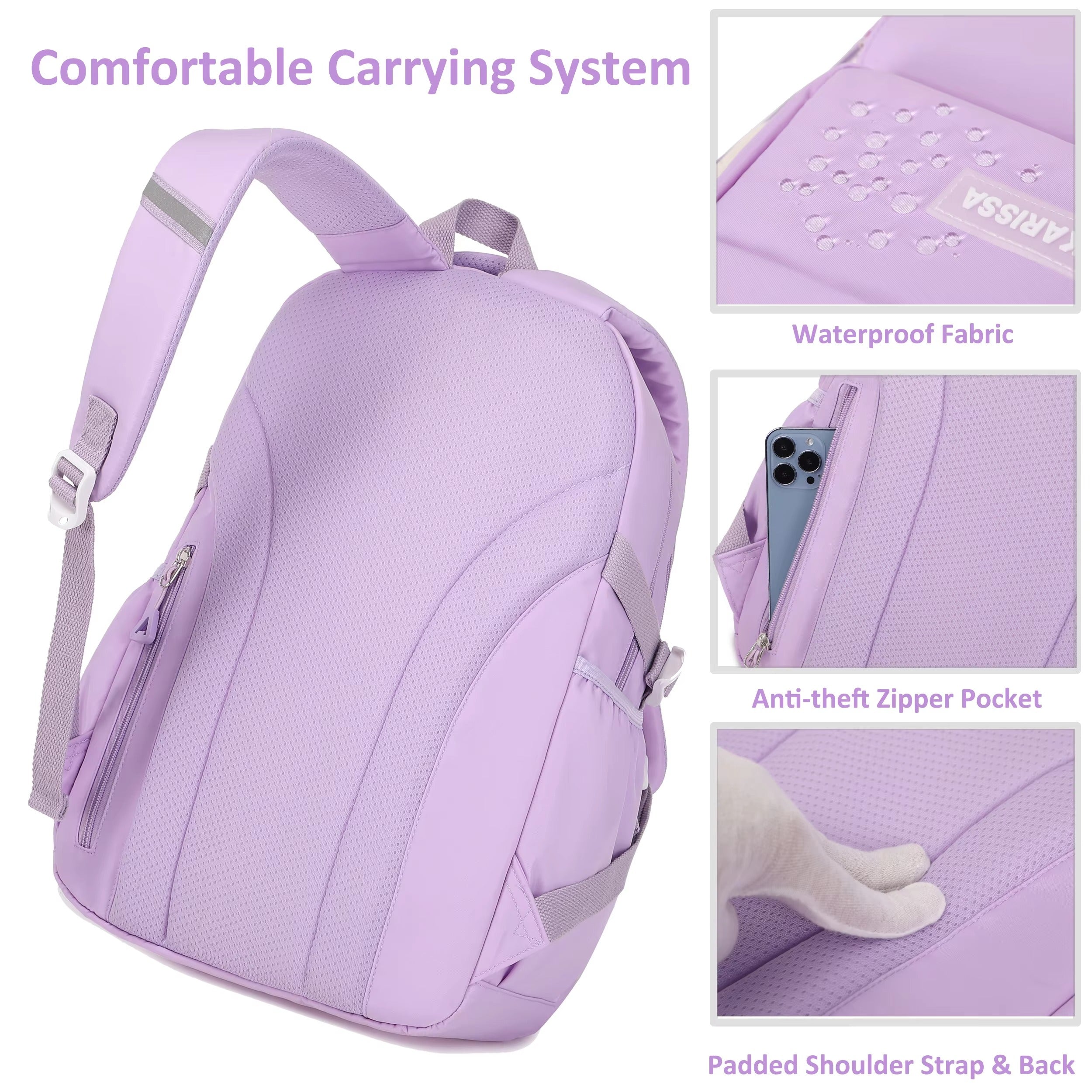 Luxury-Style Waterproof School Bag -[Purple]