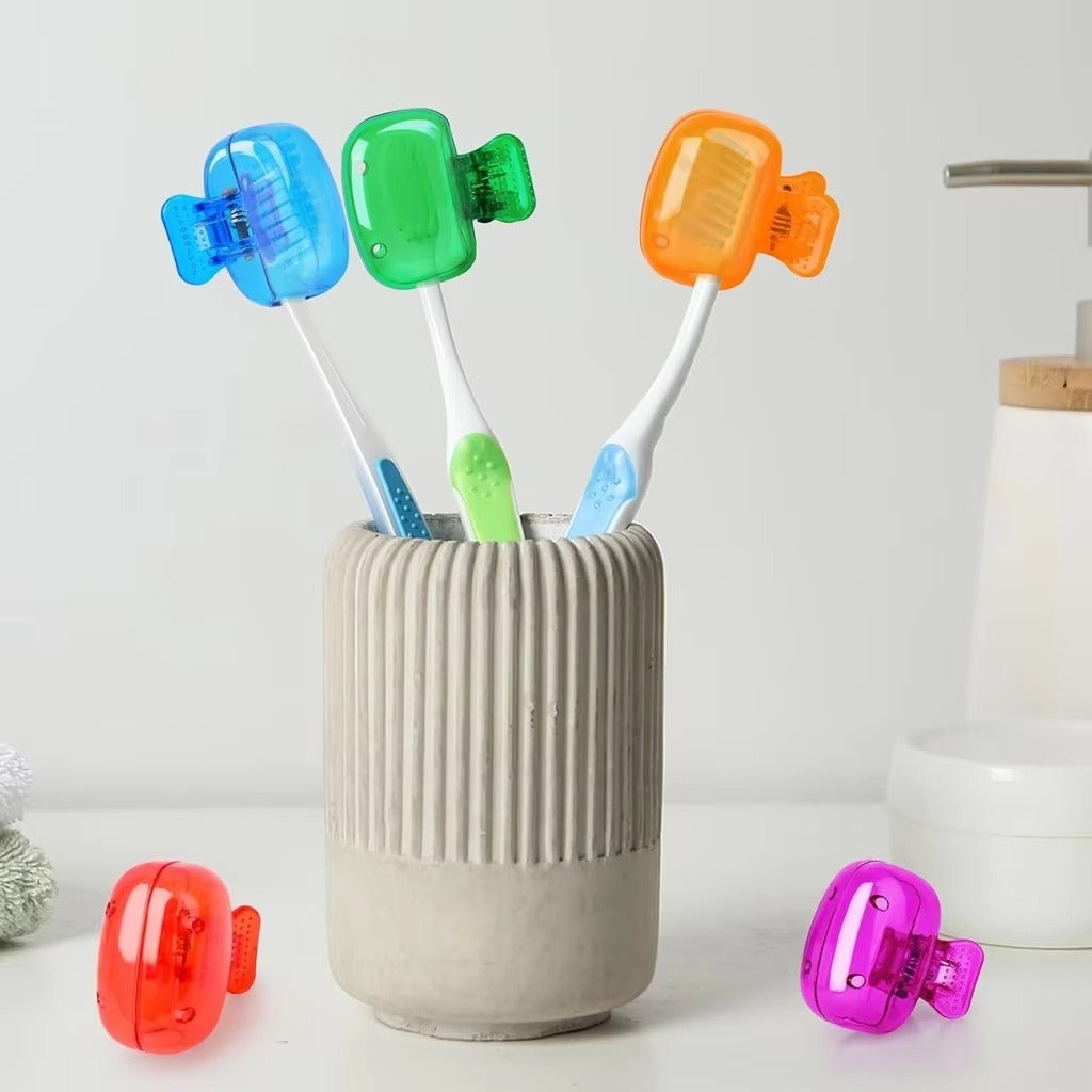 6 Pcs (1 Set) Vibrant Toothbrush Head Covers – A Mix of 6 Unique Shades