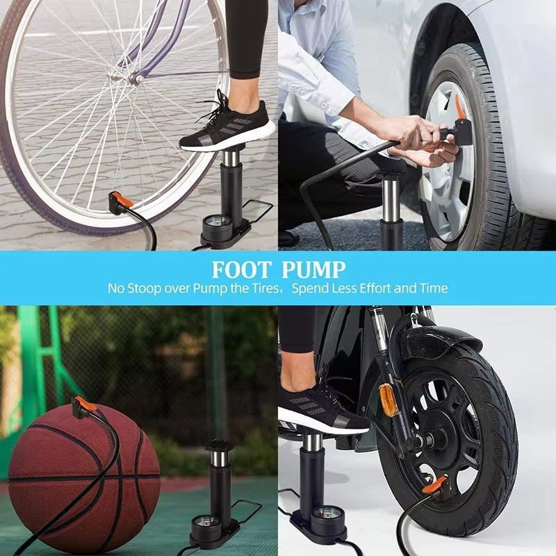 Portable Foot Pump with Pressure Gauge
