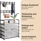 Dustproof 5-Layer Shoe & Coat Rack Organizer – Multi-Functional Storage Stand[Black]