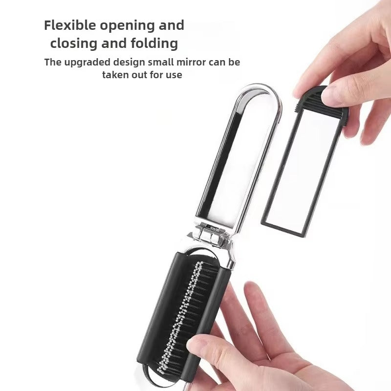Premium Mini Foldable Hair Brush with Mirror