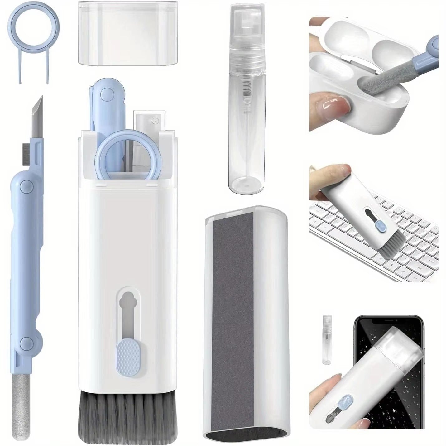 Electronic Cleaning & Dust Brush Kit – 7 in 1 Multifunction Cleaning Brush Set
