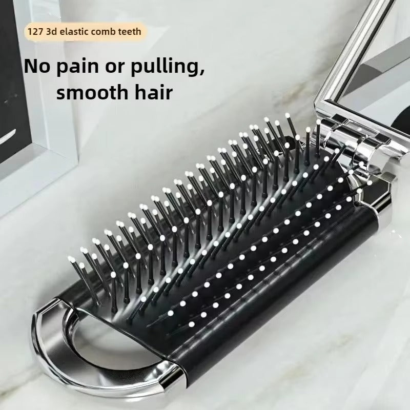 Premium Mini Foldable Hair Brush with Mirror