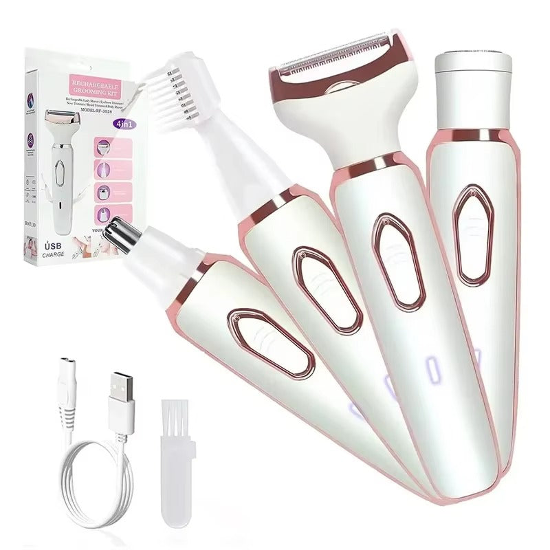 4-in-1 Women’s Electric Hair Remover – Face, Bikini, Nose & Body Trimmer