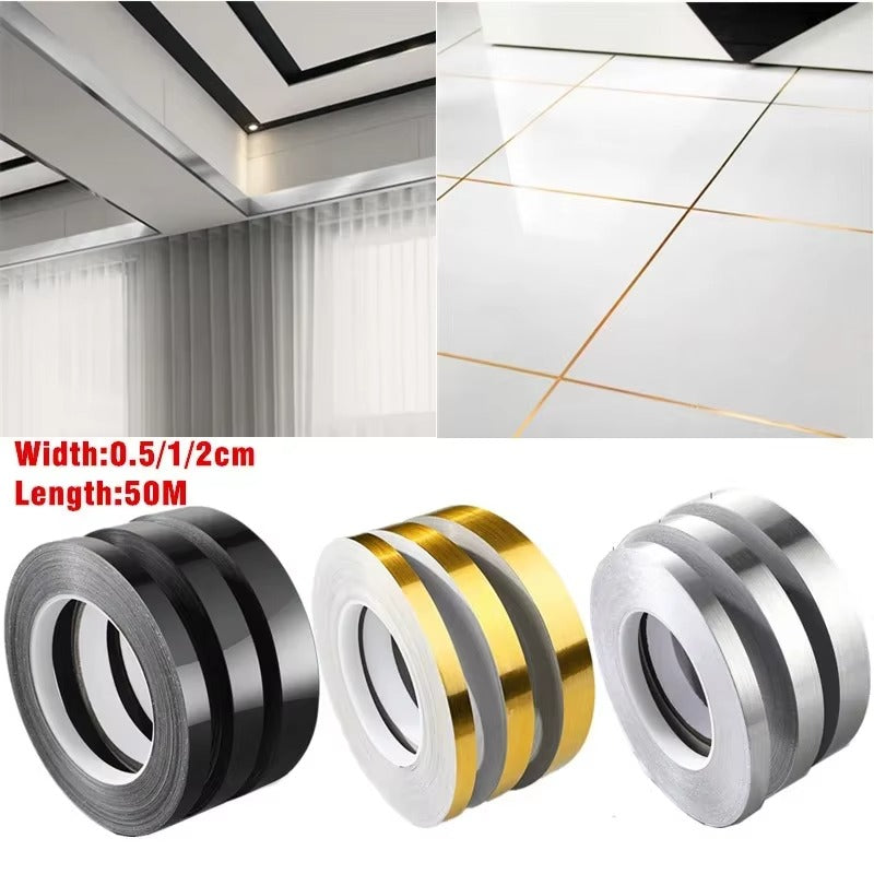 166 Feet (Silver color) Self-Adhesive Waterproof Tile Gap Tape – Floor & Wall Sealing Solution