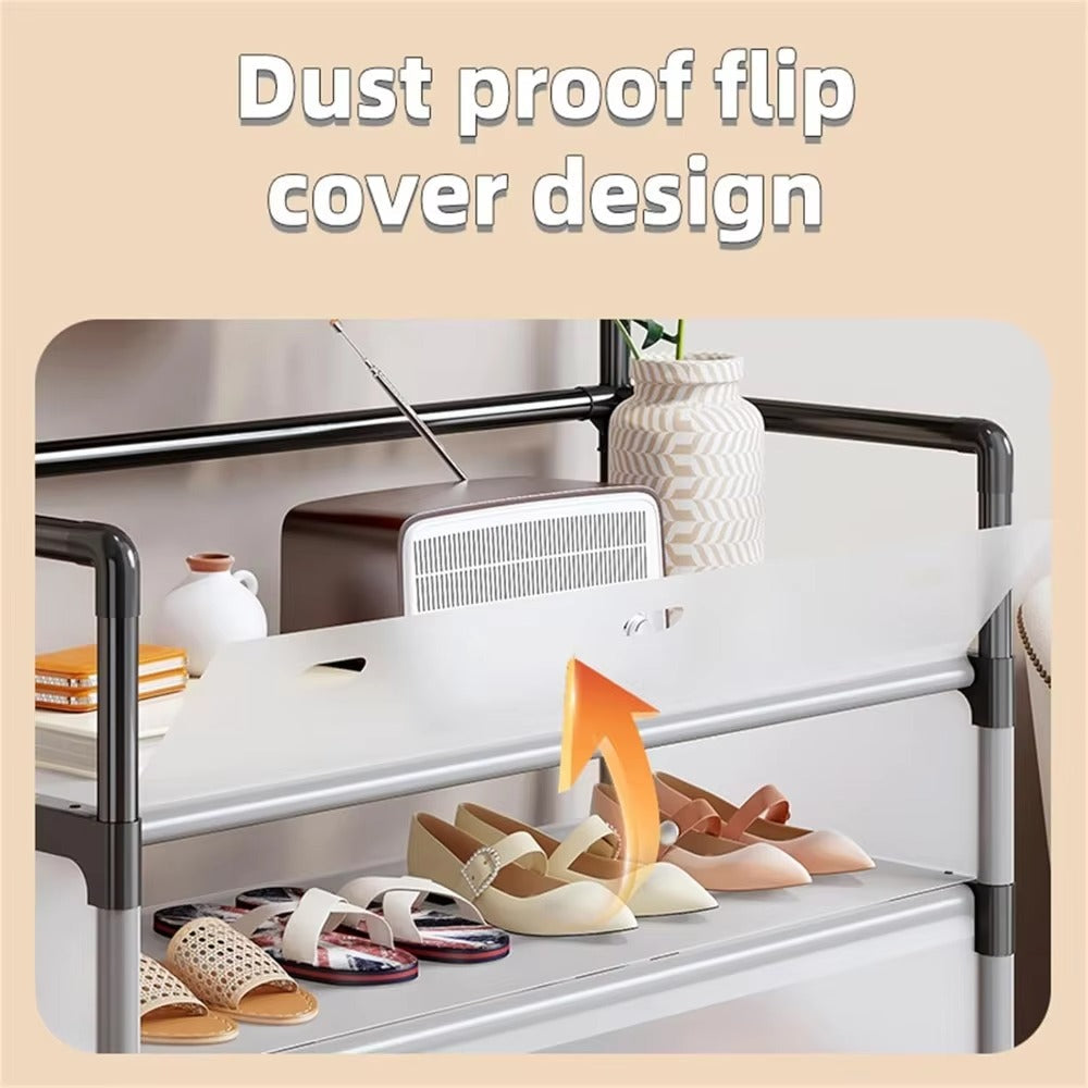 Dustproof 5-Layer Shoe & Coat Rack Organizer – Multi-Functional Storage Stand[Black]