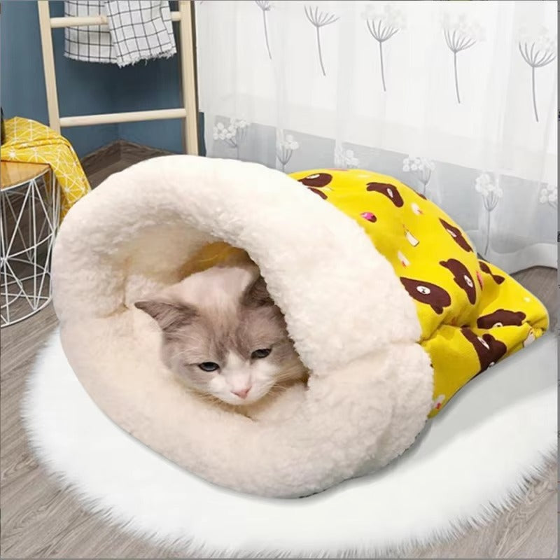 Premium Warm Cat Sleeping Bag -[Yellow]