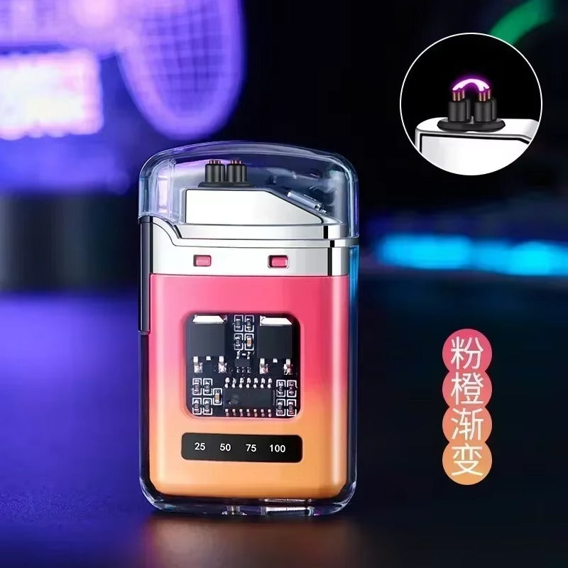 Type-C Rechargeable Dual Arc Lighter – Transparent Shell & LED Battery Indicator